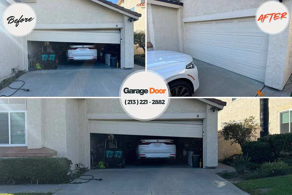 Before and after: garage door repair Kingsville, MD